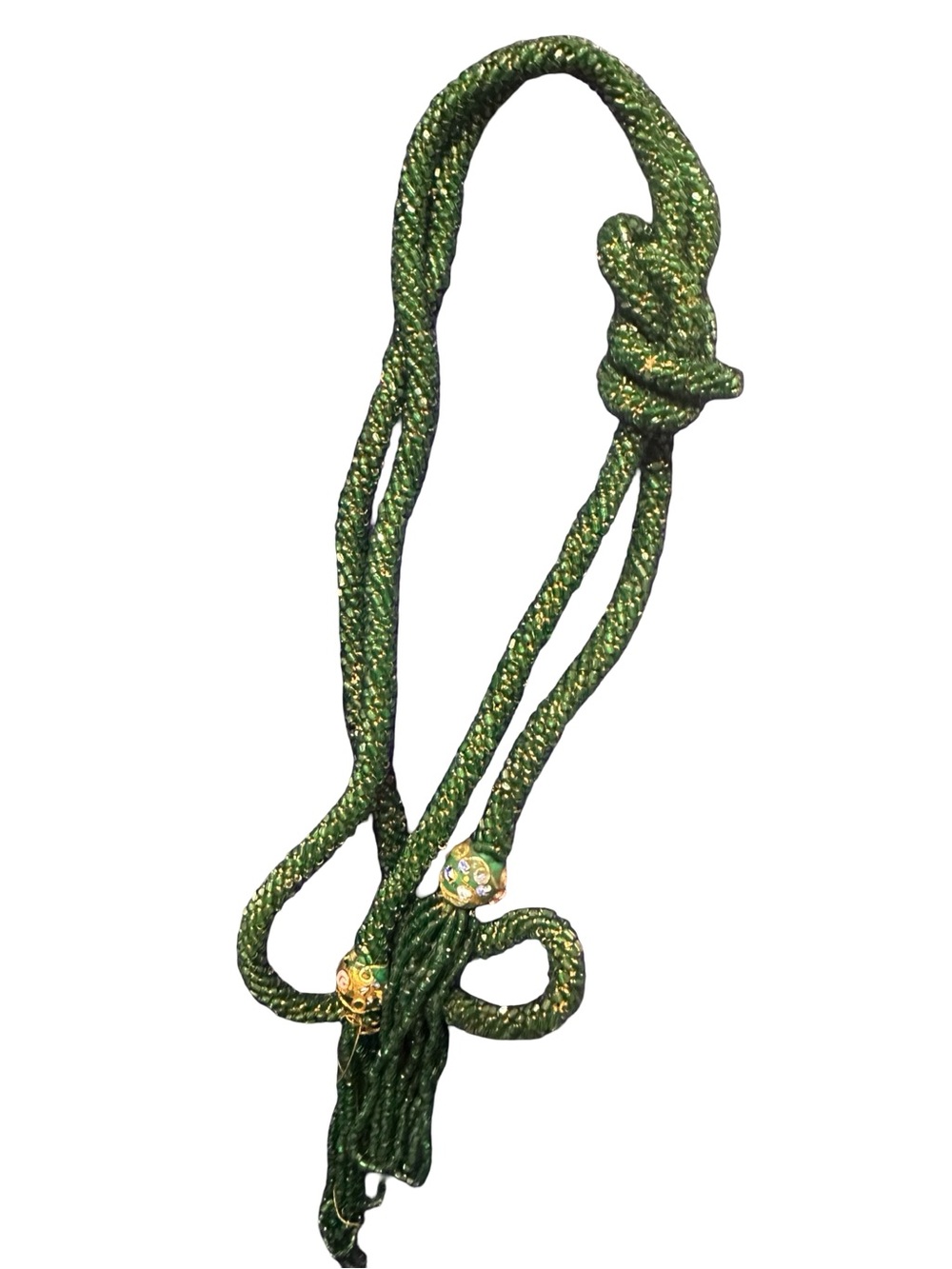 Antique 1920s long emerald beaded tassel necklace